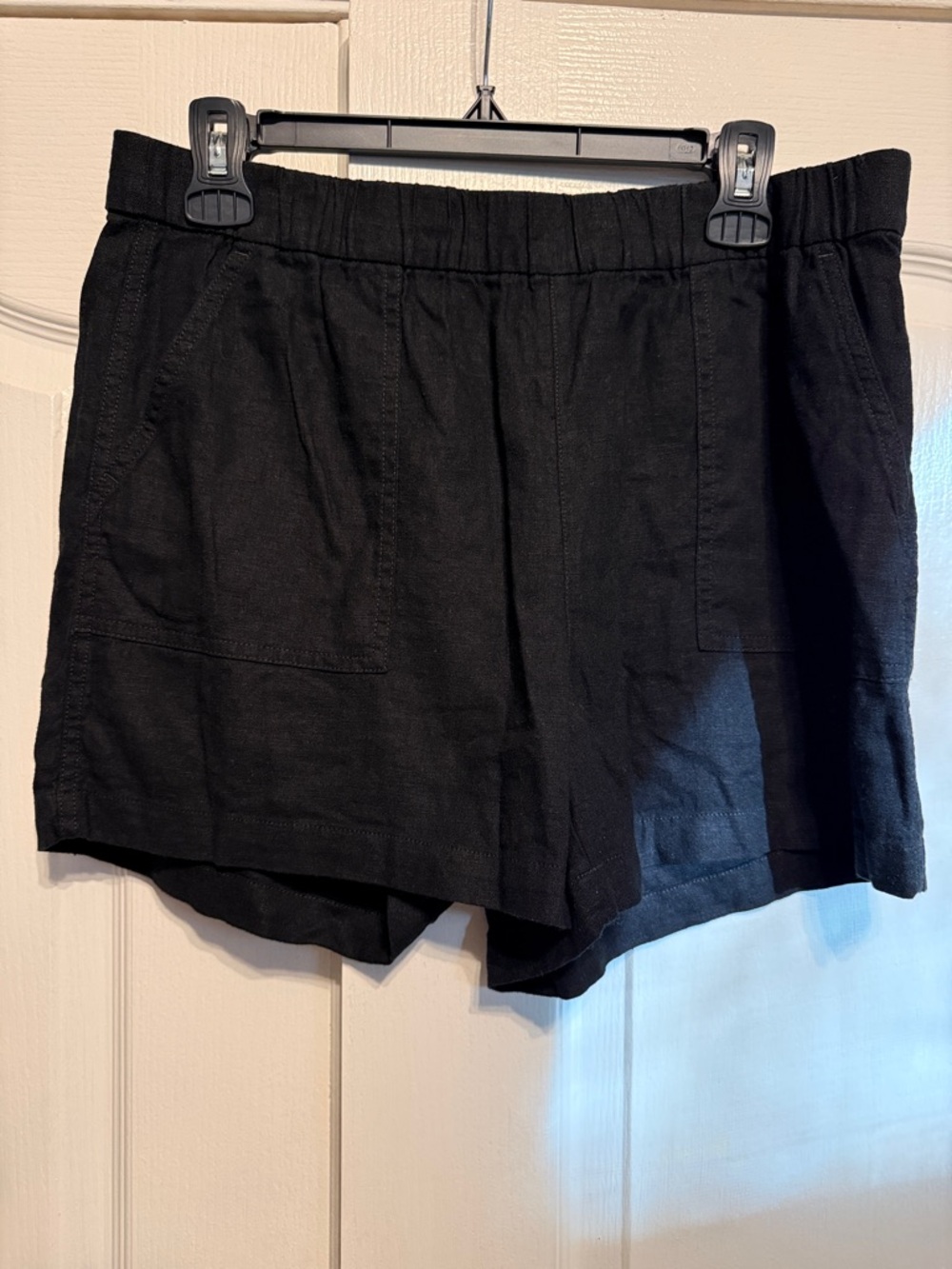 J. Crew Black Elastic Linen Shorts